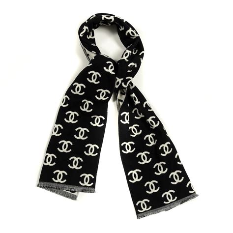 chanel scarf and gloves|Chanel scarf black and white.